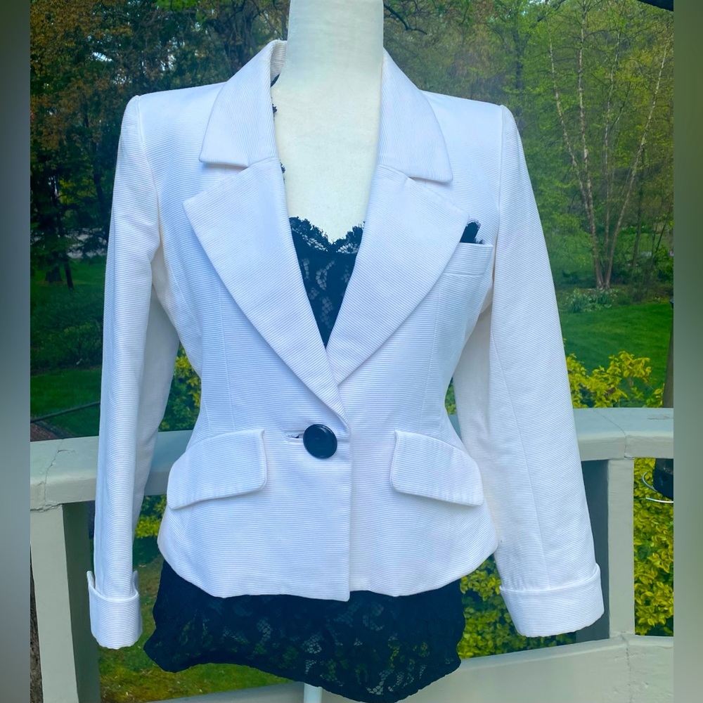 Yves Saint Laurent Vintage Blazer and Lace top. Bill Blass Lace Skirt